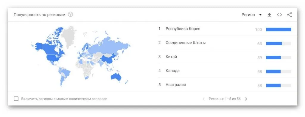 Популярность поискового запроса ASMR по странам